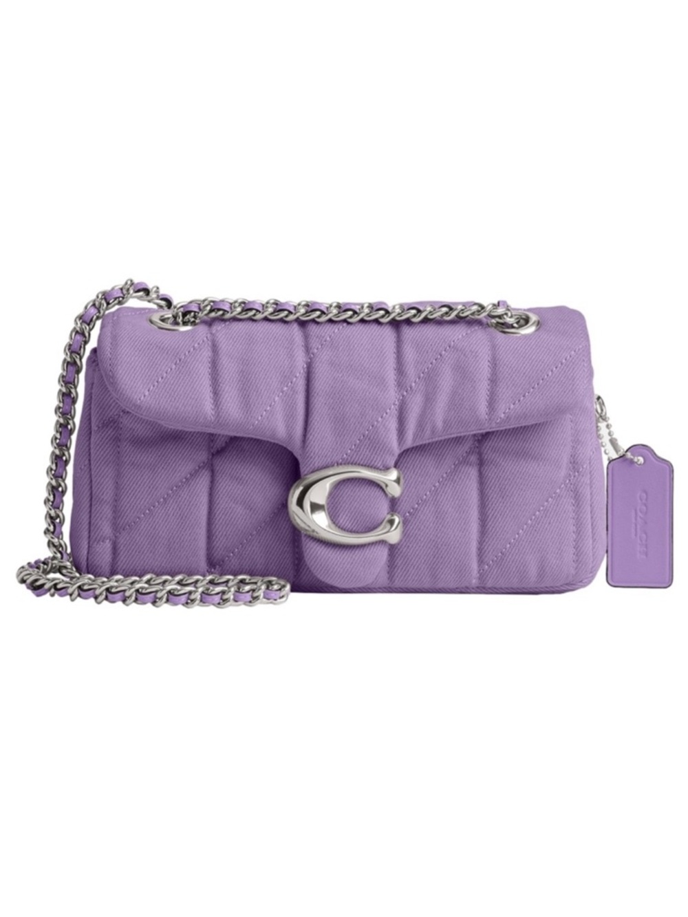 New Coach Tabby 20 Lilac Quilted Shoulder Bag with Chain Strap